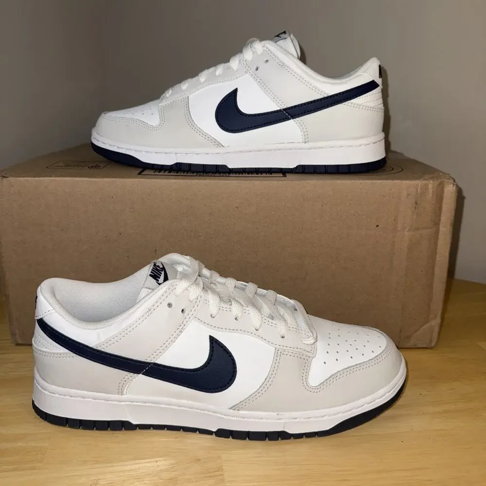 Nike Dunk Low White Midnight Navy Blue Size 9 DV0831-111 New No Box